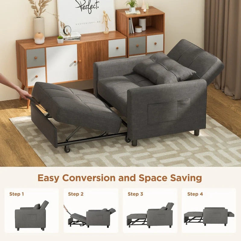 3-in-1 Adjustable Sleeper Sofa Bed, Pull Out Chair Sofa, Convertible Folding Bed For Living Room