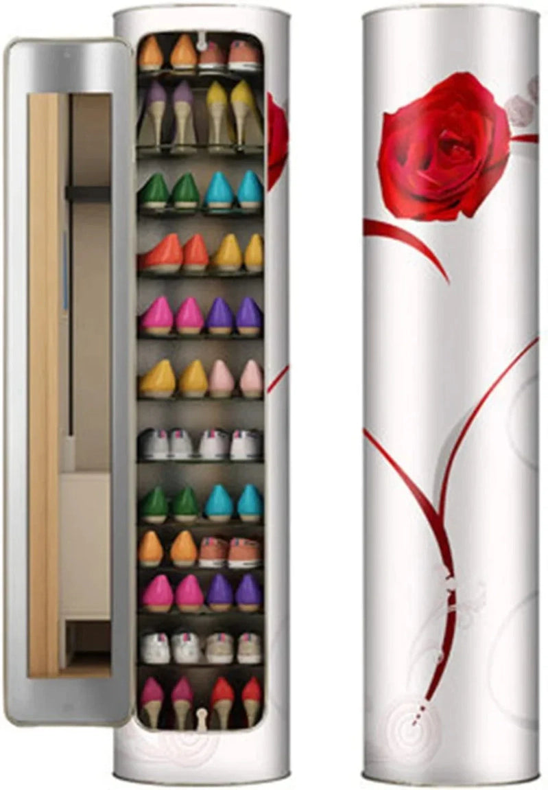 Large-Capacity Multi-Layer Rotating Disinfection Shoe Cabinet With Mirror Plus Deodorizer
