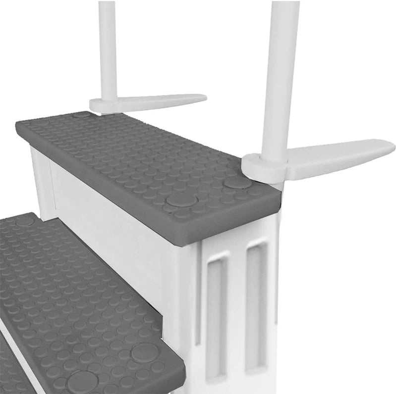 Select Anti-Slip in-Pool Steps, Gray, For Above Ground Swimming Pools, Can Mount To Decks 48 In. To 54 In. H, Safety Stairs Capacity Up To 300 Lbs