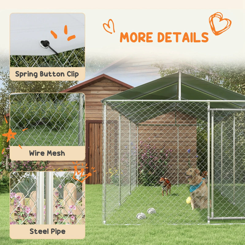 PawHut 19.7' x 7.5' x 7.5' Outdoor Dog Kennel With Waterproof Roof