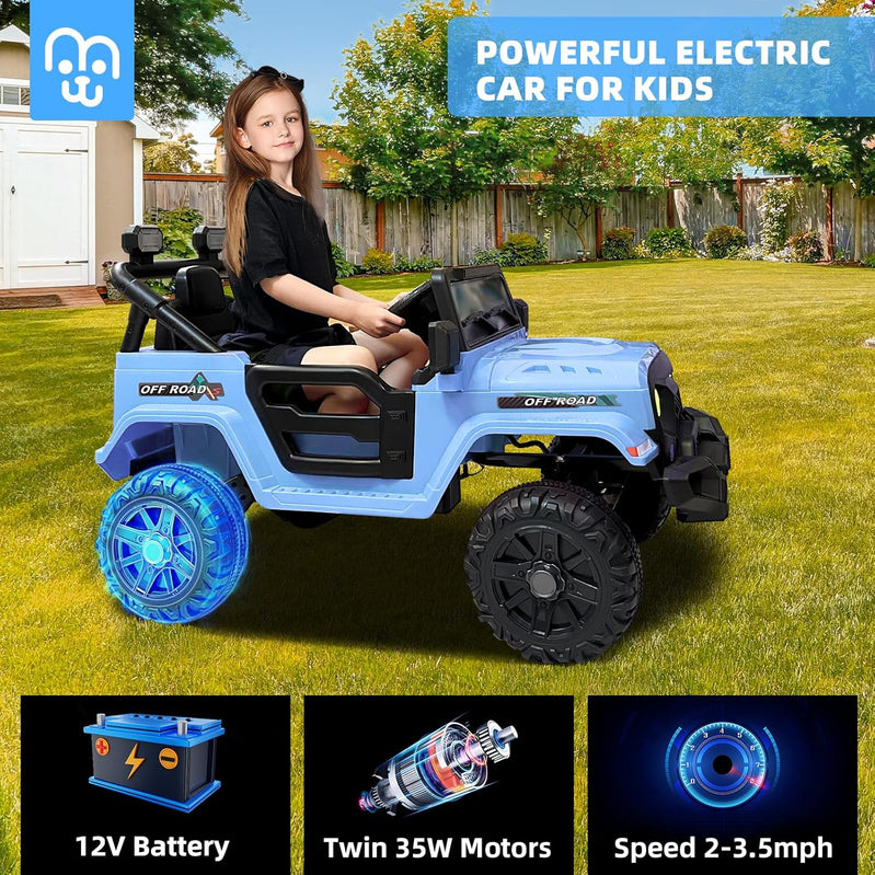 12V Kids Electric Ride On Truck Car Remote Control, Twin 35W Motors 3.5MPH Max Speed, Bluetooth USB Music Player
