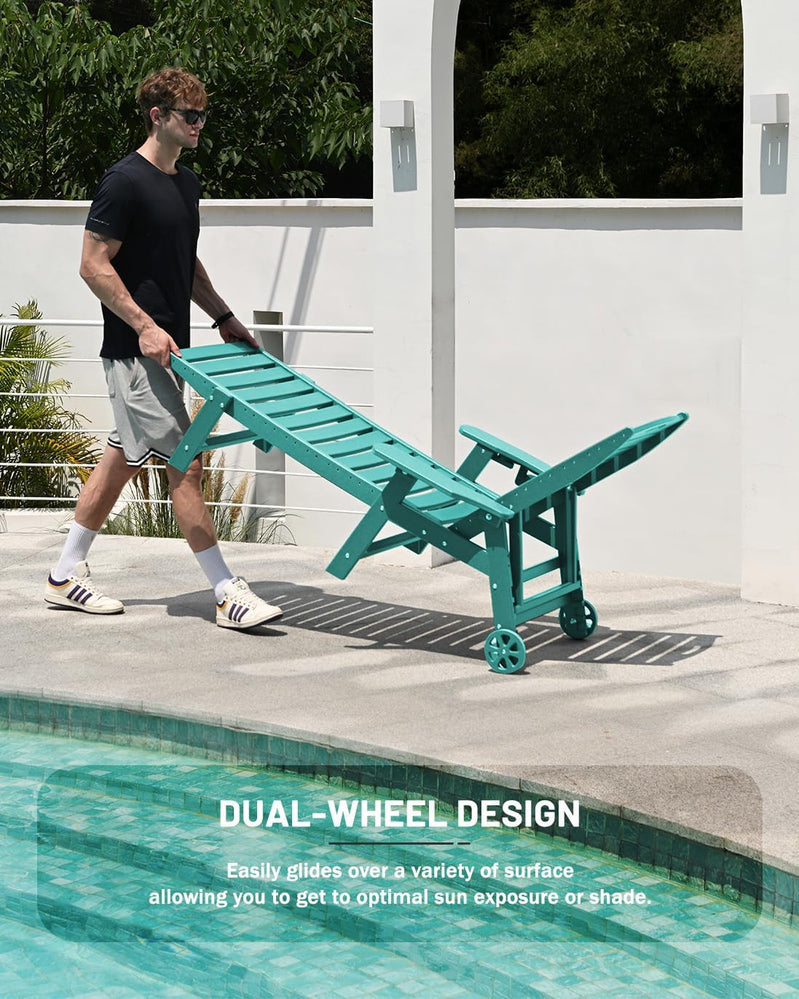 Lounge Chair Outdoor, Chaise Lounge, HDPE 6-Position Outdoor Chaise Lounge