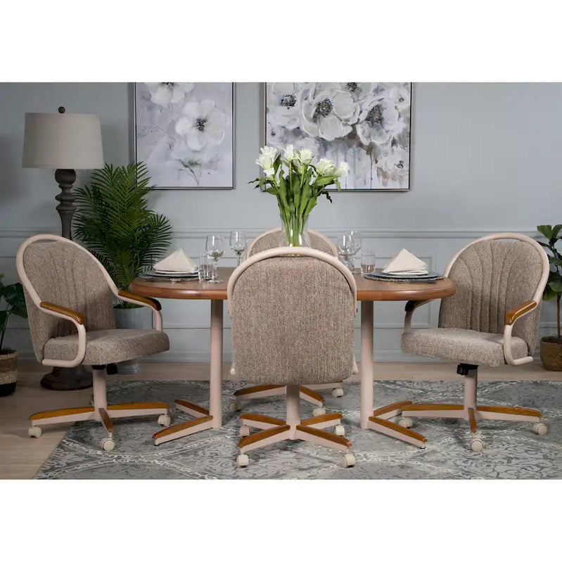 Casual Dining Cushion Swivel-and-Tilt Rolling Caster Chair