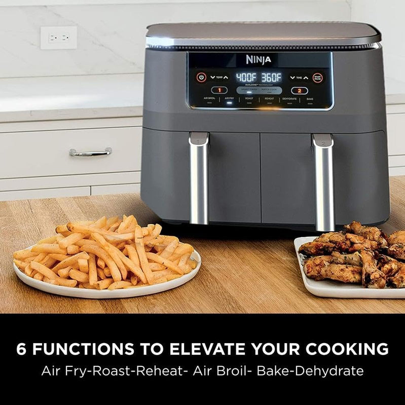 Ninja Foodi 10QT 6-in-1 DualZone Smart XL Air Fryer, 2 Independent 5QT Baskets, Smart Cook Thermometer, Match Cook, Smart Finish, Air Fry, DZ550