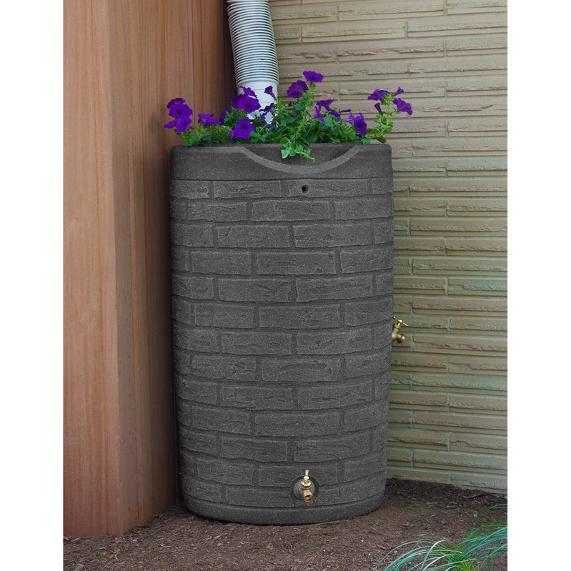 Good Ideas IMP-D50-DAR Impressions Downton Rain Saver Rain Barrel, 50 Gallon, Dark Granite