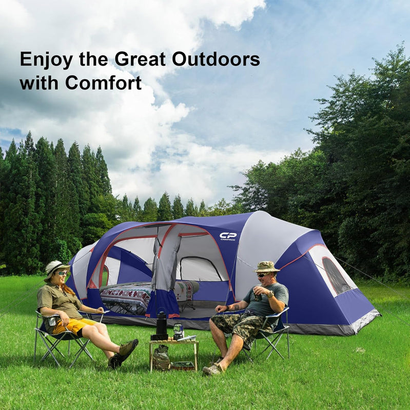 Campros Cp Tent 12-Person-Camping-Tents, 3 Room Family Tents, Waterproof Windproof Family Tent With Top Rainfly, 6 Large Mesh Windows, Bag-20