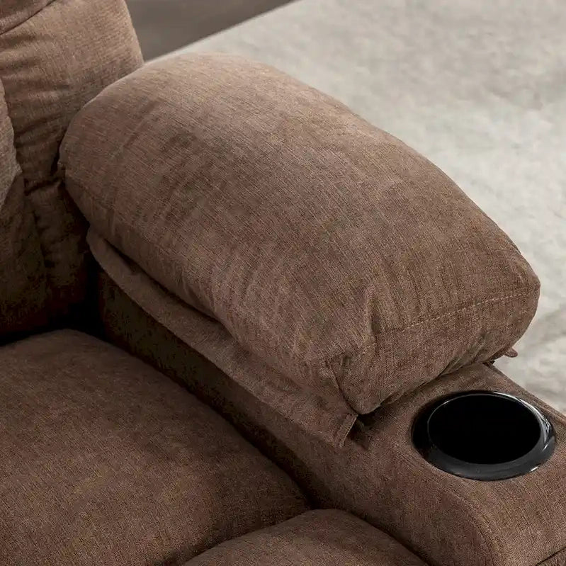 Grey Oversized Recliner With Heat And Massage, 150 Recline, 30 Rocking, USB Charging, And 2 Cup Holders
