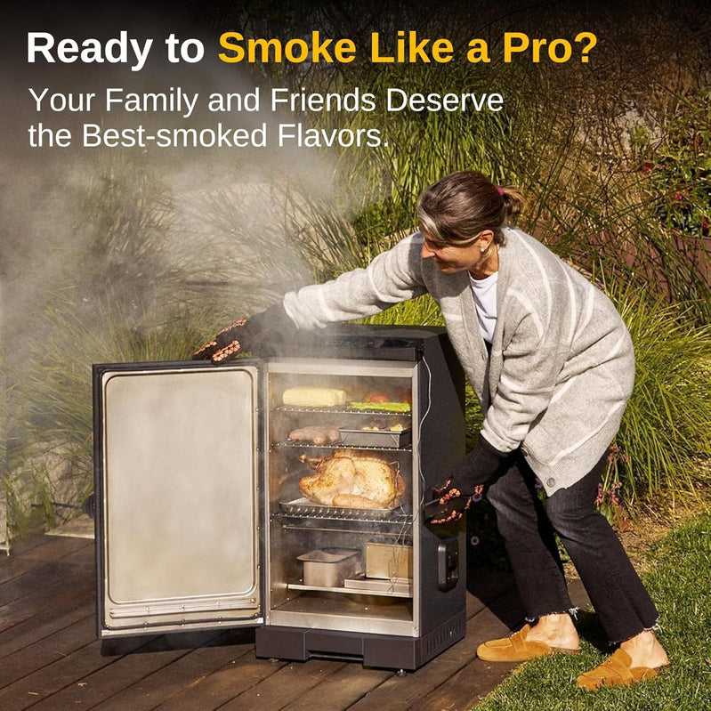 East Oak 30 In. Outdoor Electric Smoker, Built-In Meat Probe, Smokes Up To 6 Times Longer In A Single Load, Side Loader For Uninterrupted Smoking