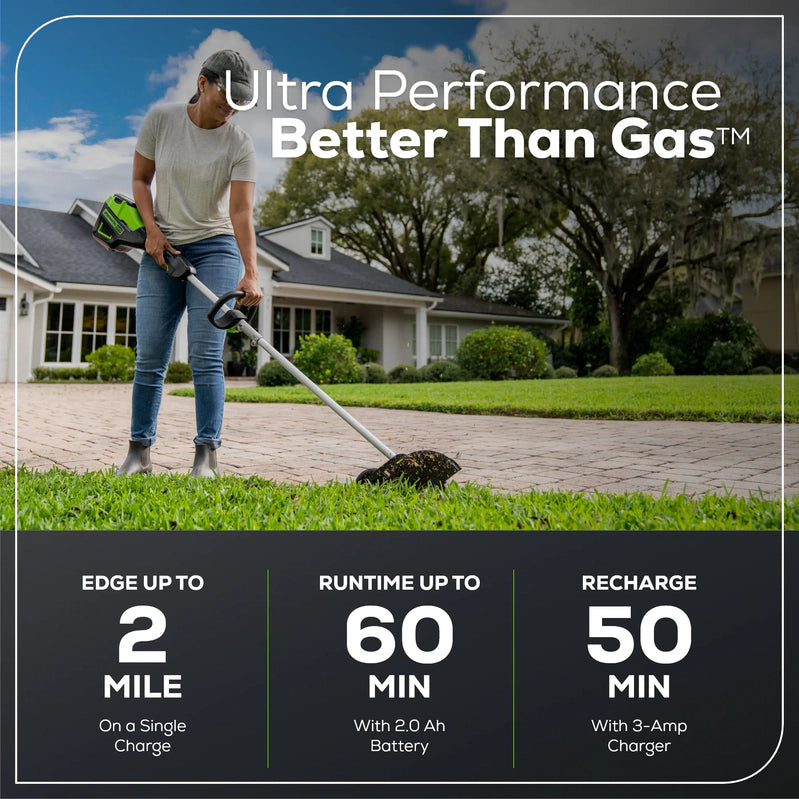 Greenworks 60V 8 In. Brushless Cordless Edger, 2.0 Ah Battery And Charger Included