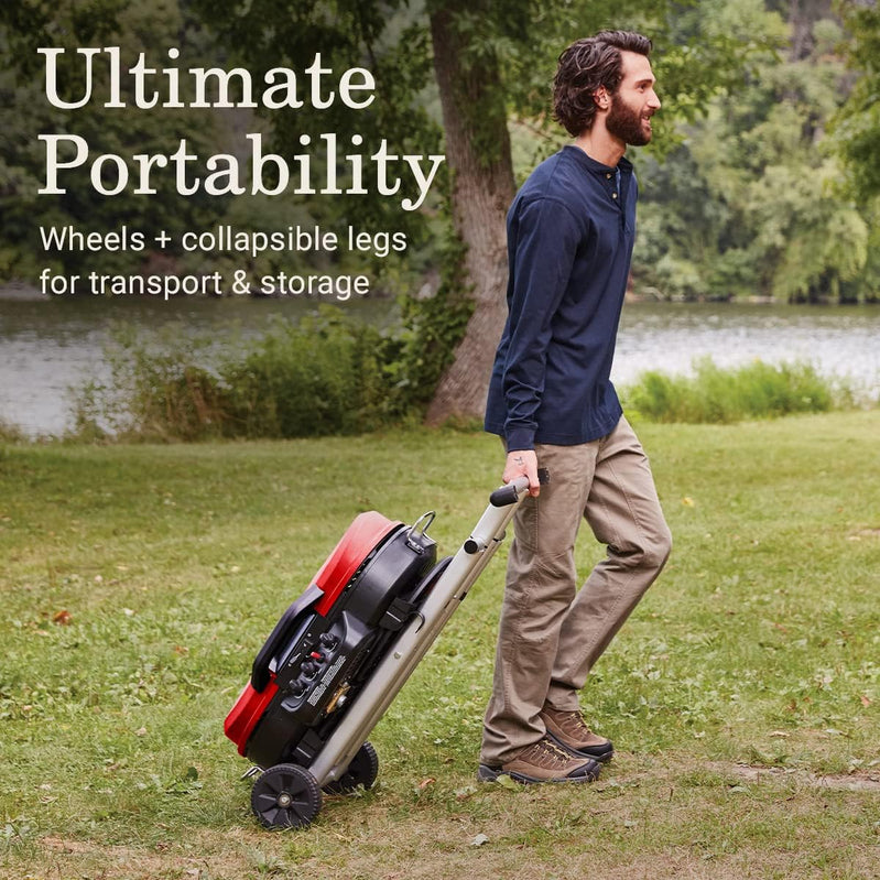 RoadTrip 285 Portable Stand-Up Propane Grill With 3 Adjustable Burners And Instastart Ignition, 20,000 BTUs Of Power For Outdoor Cooking