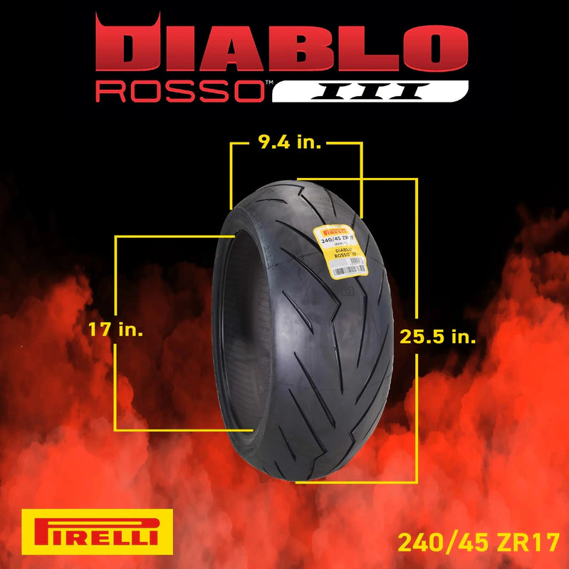 Pirelli Diablo Rosso III 120/70ZR17 Front And 240/45 ZR17 Rear Tire With Keychain