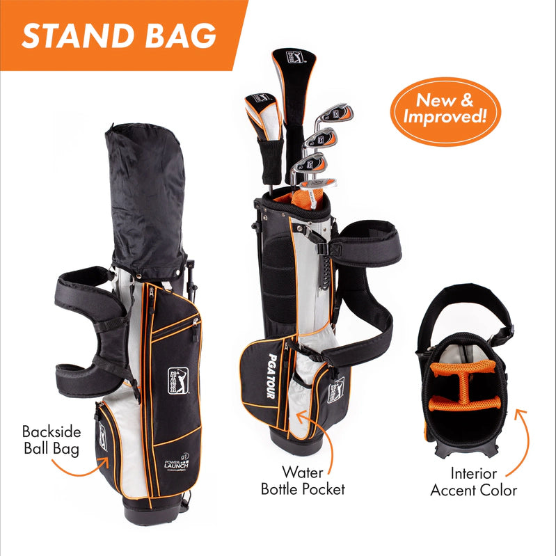 Pga Tour Right-Handed 10 Piece Kids Golf Club Stand Bag Set, Player Height 4'8, 5'2 In., Ages 8-12
