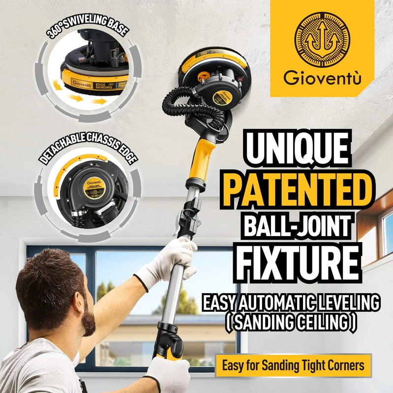 Giovent Electric Drywall Sander With Dust Extraction, Suitable For Popcorn Ceilings
