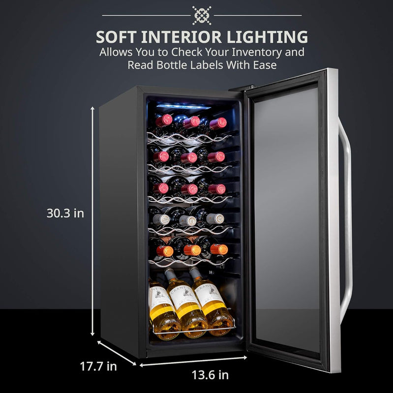 18 Bottle Compressor Wine Cooler Refrigerator w/Lock, Large Freestanding Wine Cellar For Red, White, Champagne Or Sparkling Wine
