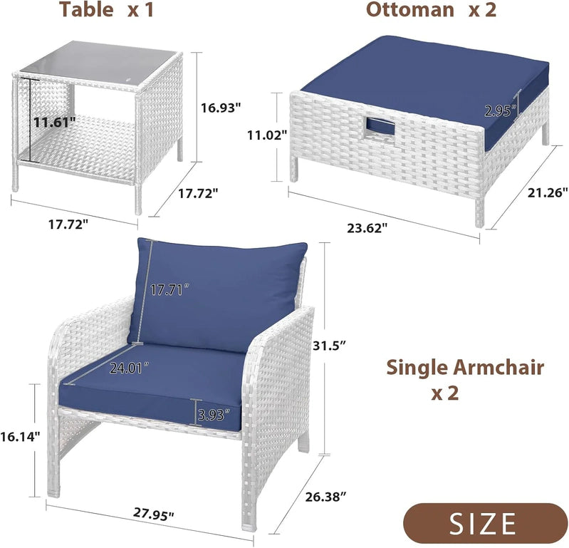 Leveleve Balcony Furniture 5 Piece Patio Conversation Set