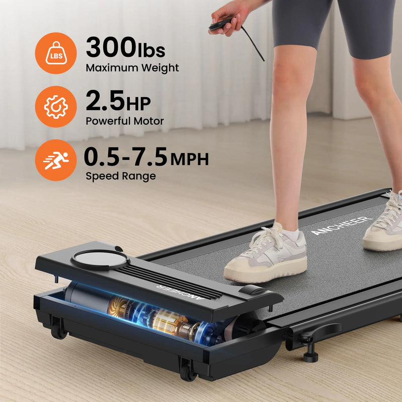 Ancheer Portable Folding Walking Pad 300lb, 7.5 MPH Under Desk Treadmill With Remote Control And LED Display