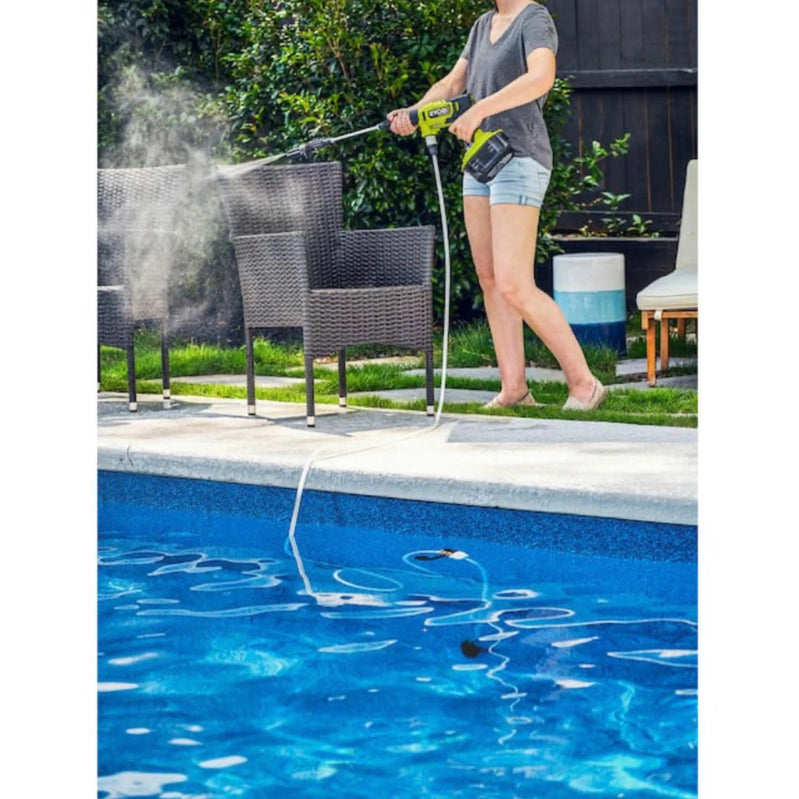 Ryobi One Plus HP 600 PSI At 0.7 Gpm 18V Cordless Electric Cold Water Power Cleaner, 20 Ft. Siphon Hose