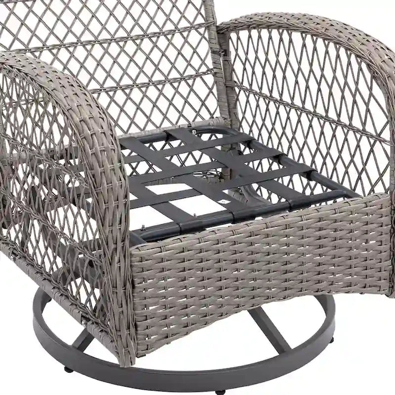3 Pieces Outdoor Swivel Rocker Patio Chairs, 360 Degree Rocking Patio Conversation Set
