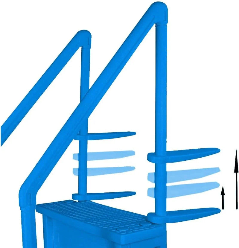 Non-Slip Entry Steps For Pools, Grey, For Above-Ground Pools, Can Be Installed On Terraces With A Height Of 122 To 137 Cm, Load Capacity Up To 136 Kg