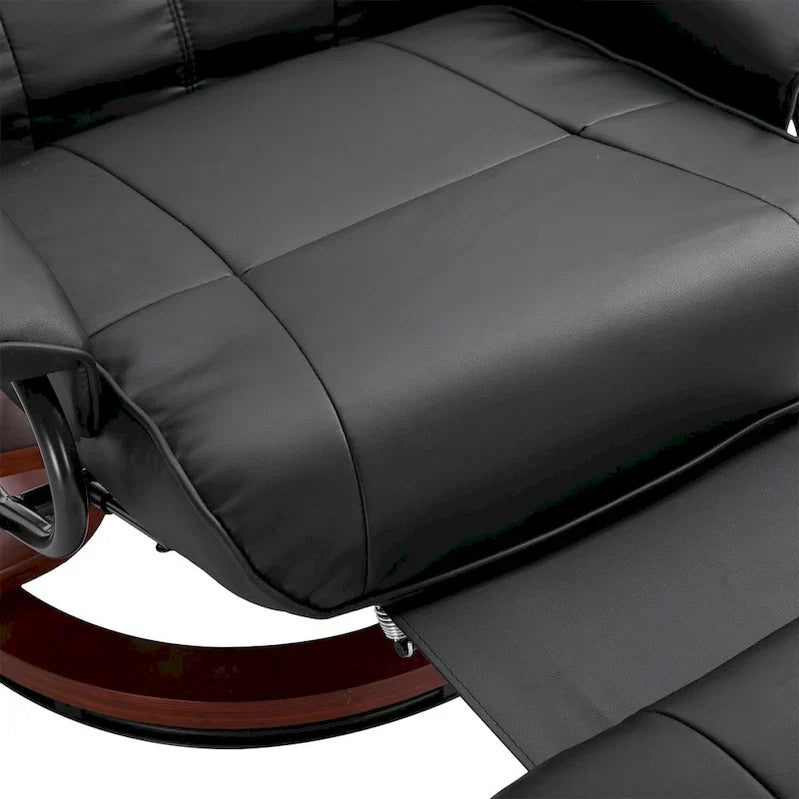 HomCom Faux Leather Adjustable Manual Swivel Base Recliner Chair With Comfortable And Relaxing Footrest
