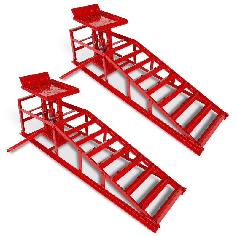Confote Car Ramps, 2PCS 5T 10000lbs Portable Heavy Duty Hydraulic Car Ramps, Lift Ramp For Truck Vehicle Auto Garage Repair Red