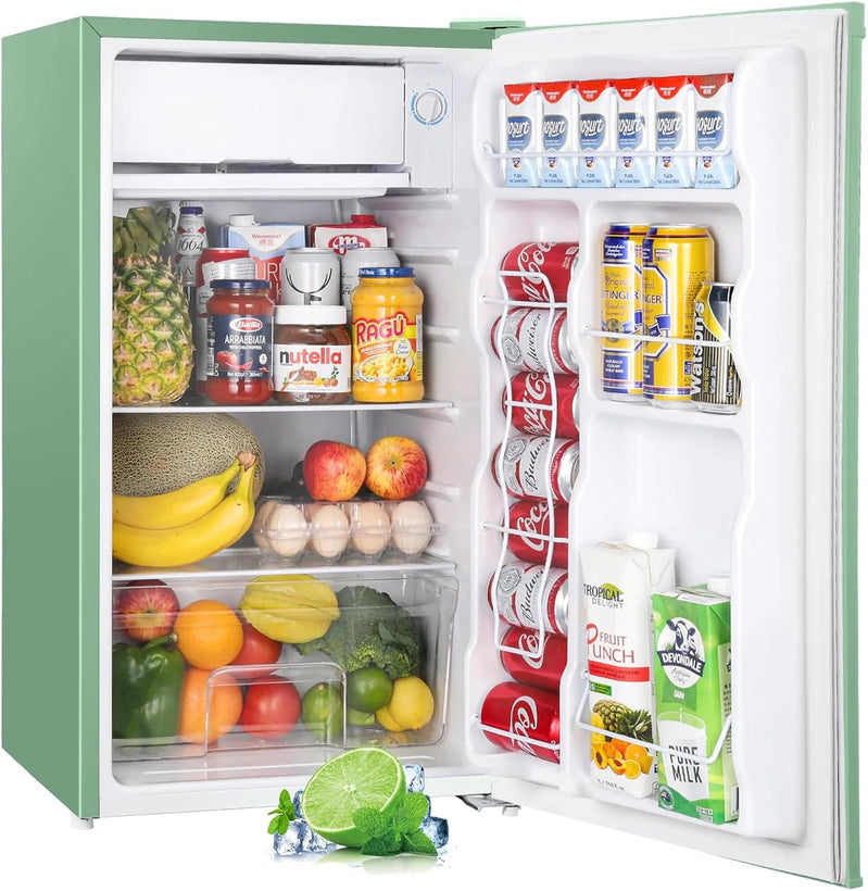 Upstreman 3.2 Cu. Ft. Mini Fridge With Freezer, Single Door Mini Fridge, Dorm Fridge, Adjustable Thermostat, Black-BR321