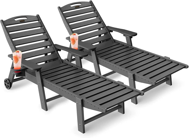 Lounge Chair Outdoor, Chaise Lounge, HDPE 6-Position Outdoor Chaise Lounge