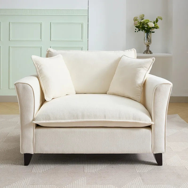 Oversized Chenille Fabric Armchair