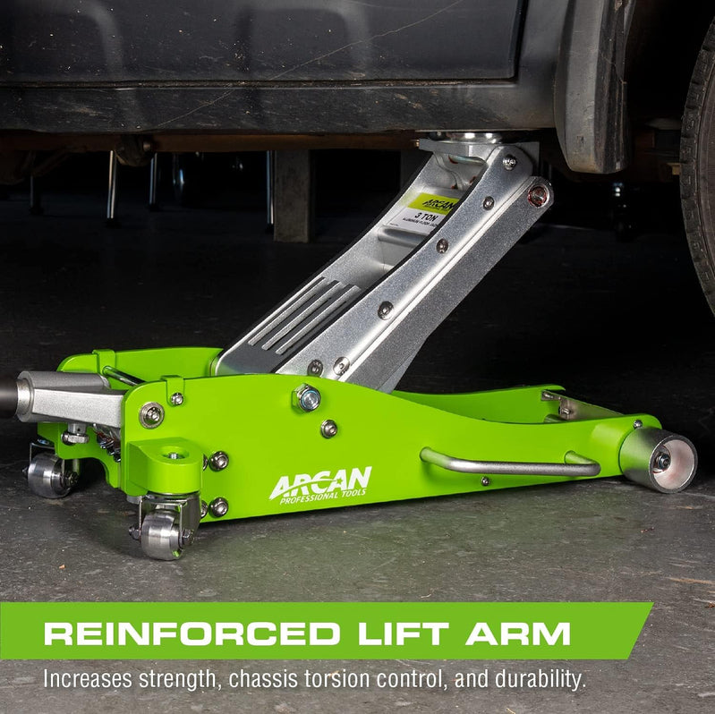 Tools 3-Ton Quick Rise Aluminum Floor Jack With Dual Pump Pistons And Reinforced Lifting Arm, A20018_A20019