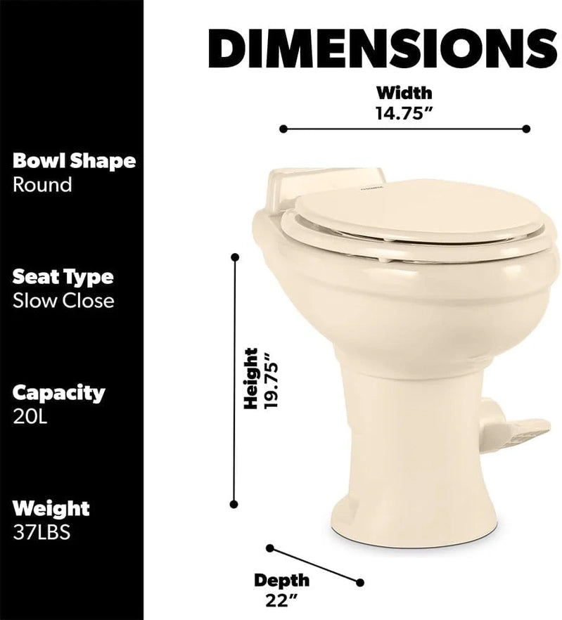 320 Series Standard Height RV Toilet, White