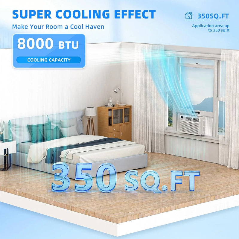 Antarctic Star 12,000 BTU U-Shaped Window Air Conditioner Unit Cools Up To 550 Sq. Ft. With 6 Modes 24H Timer, Ultra Quiet Window AC Units