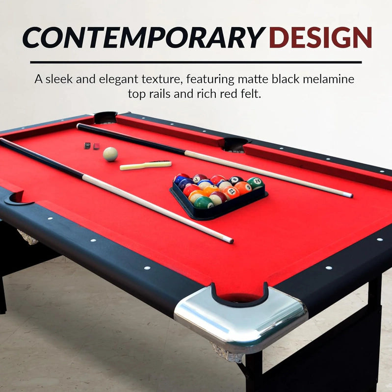 Hathaway Fairmont 6 Ft. Portable Pool Table, Adults Folding Billiards Tables For Game Room With Easy Foldable Storage