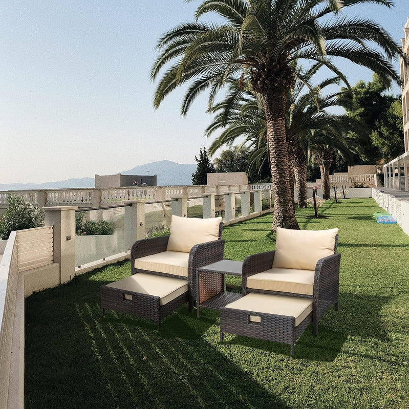 Leveleve Balcony Furniture 5 Piece Patio Conversation Set