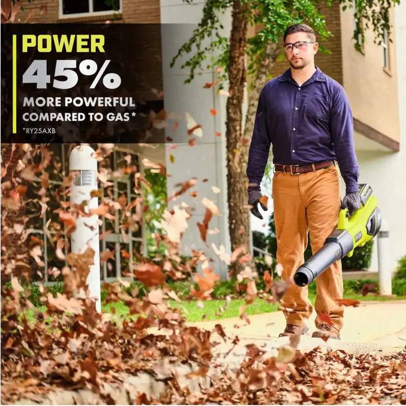 Ryobi 40V HP Brushless Whisper Series 190 MPH 730 CFM Cordless Battery Jet Fan Leaf Blower With 2 4.0 Ah Batteries And Charger