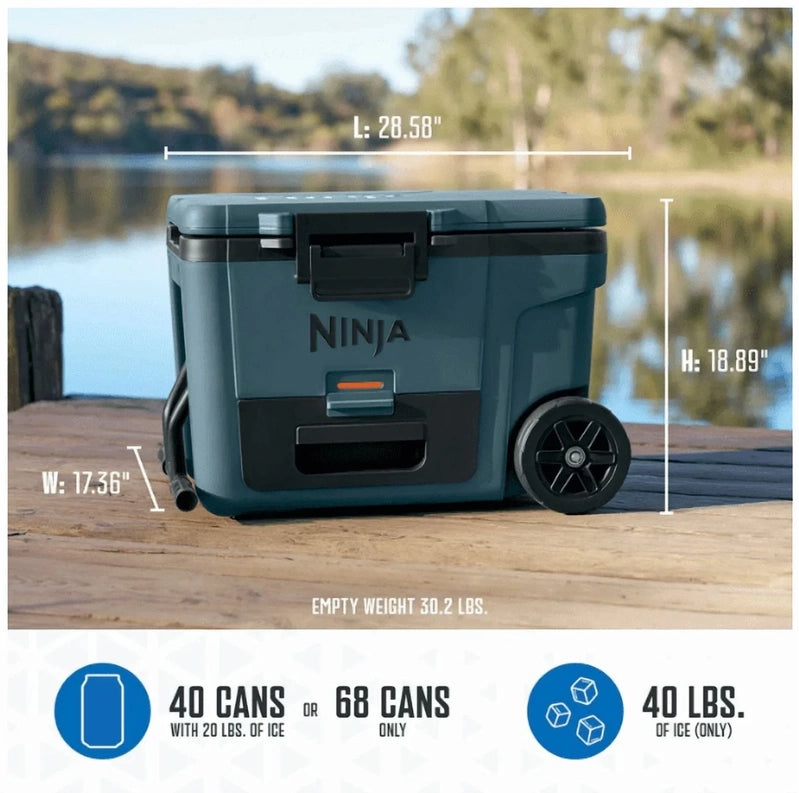 Ninja, Cooler, FrostVault 45QT Cooler With Wheels, Insulated With Temp Dry Storage Drawer, Keeps Ice Cold For Days, For The Beach, Camping, FB245AOB