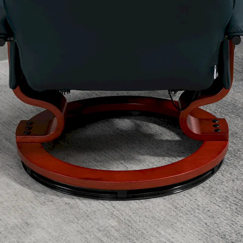 HomCom Faux Leather Adjustable Manual Swivel Base Recliner Chair With Comfortable And Relaxing Footrest