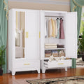 Steel Armoire Wardrobe Closet, 71 In. Metal Clothing Storage Cabinets