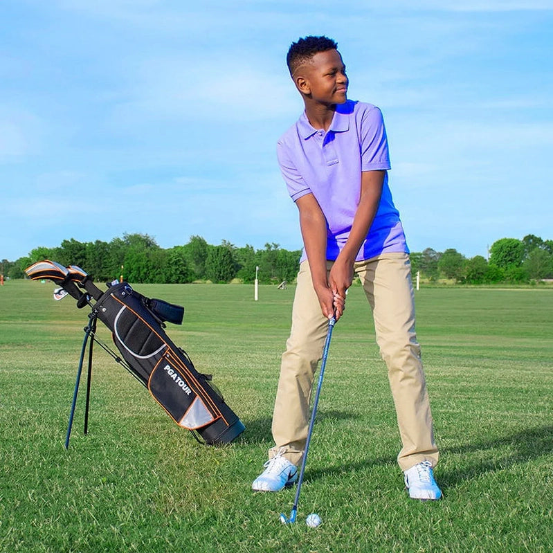 Pga Tour Right-Handed 10 Piece Kids Golf Club Stand Bag Set, Player Height 4'8, 5'2 In., Ages 8-12