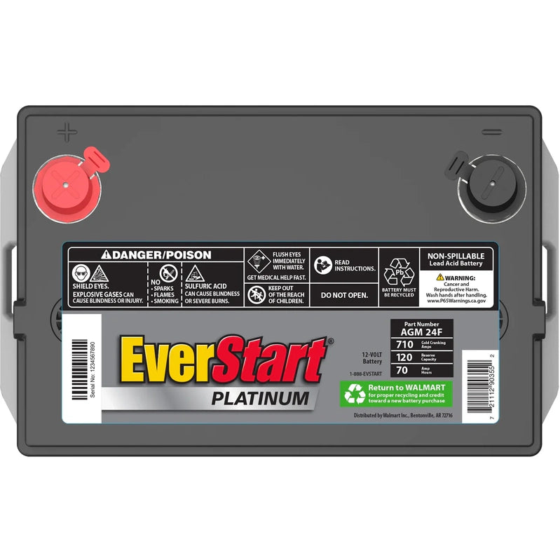 EverStart Platinum AGM Automotive Battery, Model 24F, 12 Volts, 750 CCA, Made In The USA