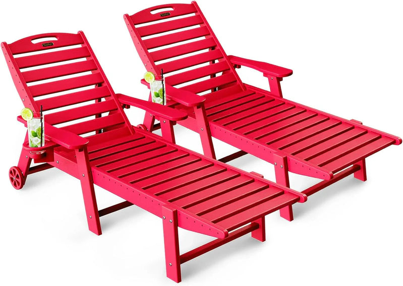 Lounge Chair Outdoor, Chaise Lounge, HDPE 6-Position Outdoor Chaise Lounge