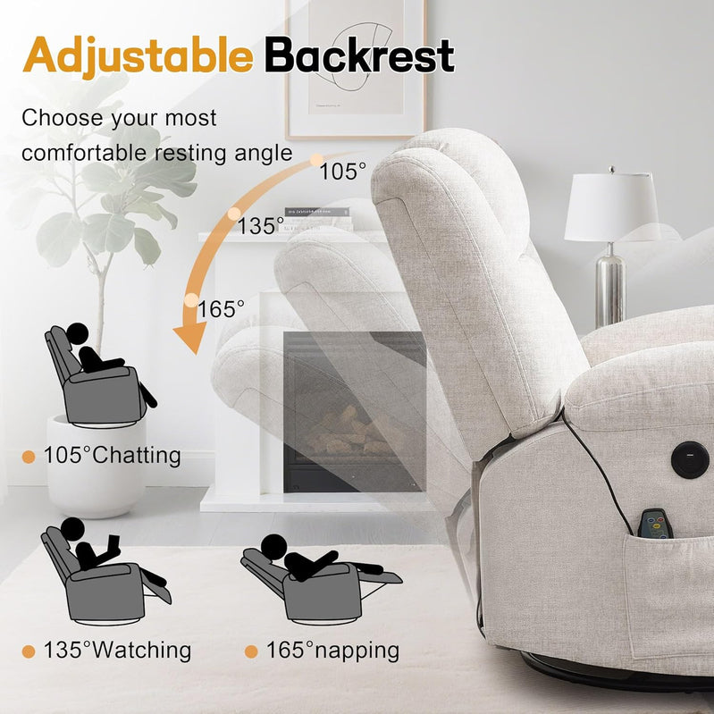 Rocker Recliner Glider Recliner Chairs For Adults 360 Degree Swivel Rocking Chair