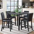 Modern 5-Piece Dining Set With Square Counter Height Table And 4 Upholstered Chairs