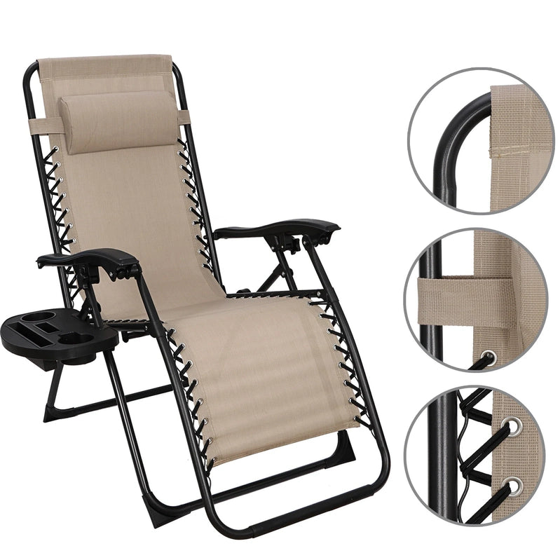 HomGarden 2 Pack Steel Zero-Gravity Chair, Beige