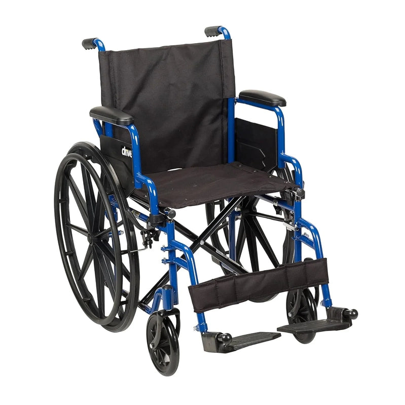 Drive Medical Blue Streak Lightweight Wheelchair, Portable Folding Mobility Aid