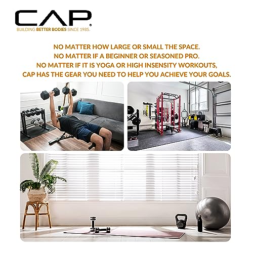 Cap Barbell 150 Lb Coated Hex Dumbbell Weight Set With Vertical Rack, Black