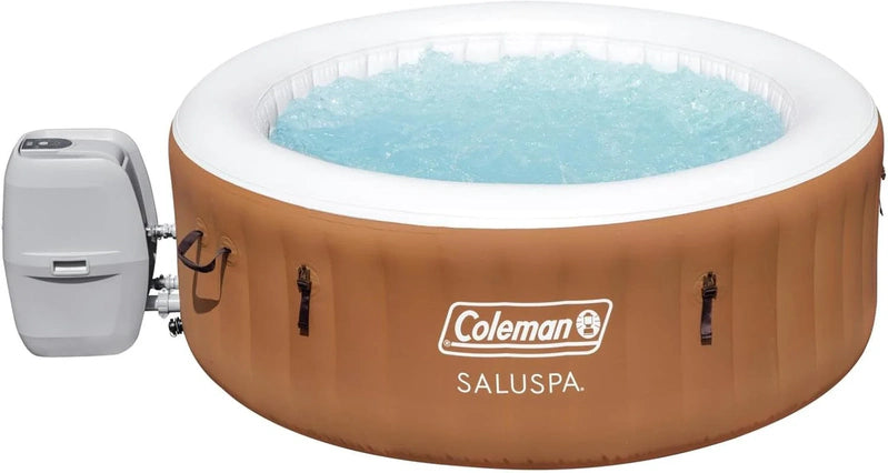 Coleman SaluSpa Miami AirJet 2 To 4 Person Round Inflatable Hot Tub Portable Outdoor Spa With 120 Soothing AirJets And Insulated Cover, Black