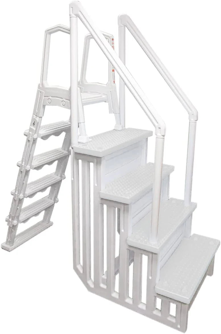 Select Anti-Slip in-Pool Steps, Gray, For Above Ground Swimming Pools, Can Mount To Decks 48 In. To 54 In. H, Safety Stairs Capacity Up To 300 Lbs