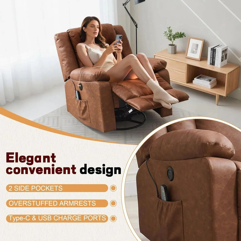 Rocker Recliner Glider Recliner Chairs For Adults 360 Degree Swivel Rocking Chair