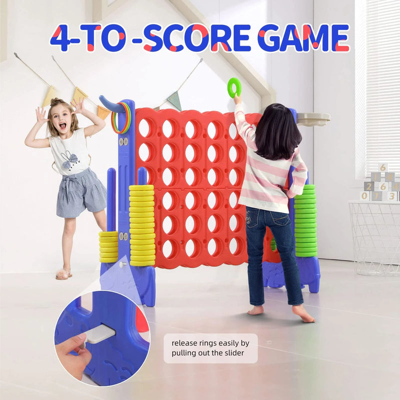 Unicoo 3-in-1 Giant 4 In. A Row Game, Featuring Basketball Hoop, Ring Toss Game And 4-to-Score Game. For Kids And Adults