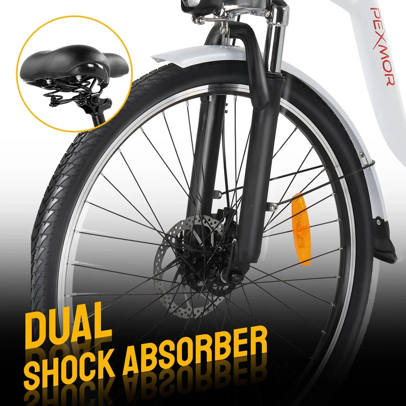 Pexmor Electric Bike For Adults, 350W, Peak 500W City Commuter Ebike 36V 12.5Ah Removable Battery